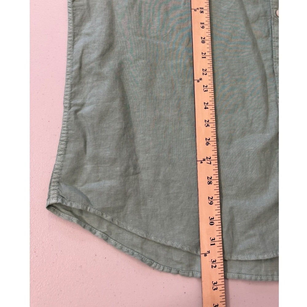 American Eagle Shirt Men XXL Green Mandarin Collar Button Down Linen Blend‎ NWOT - Picture 11 of 11